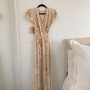 BHLDN Taupe Wrap Dress